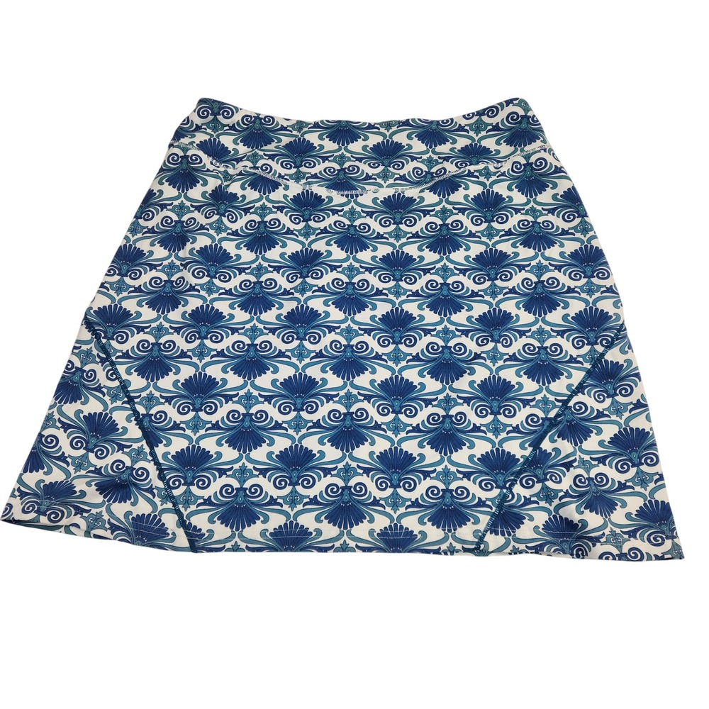 Title Nine A Line Skirt Blue White Geo Print Pattern Women's Size M